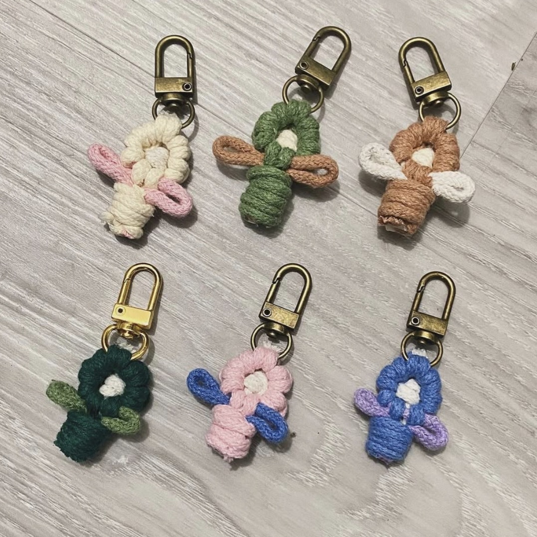 手工編織花朵造型鑰匙圈 單個
